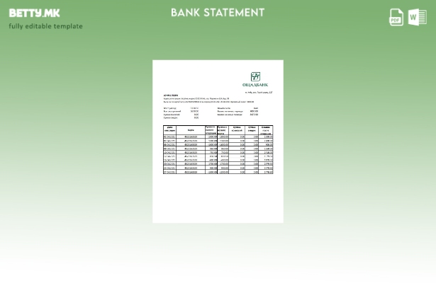 модерен стил Украина Oshadbank изјава ексел шаблон